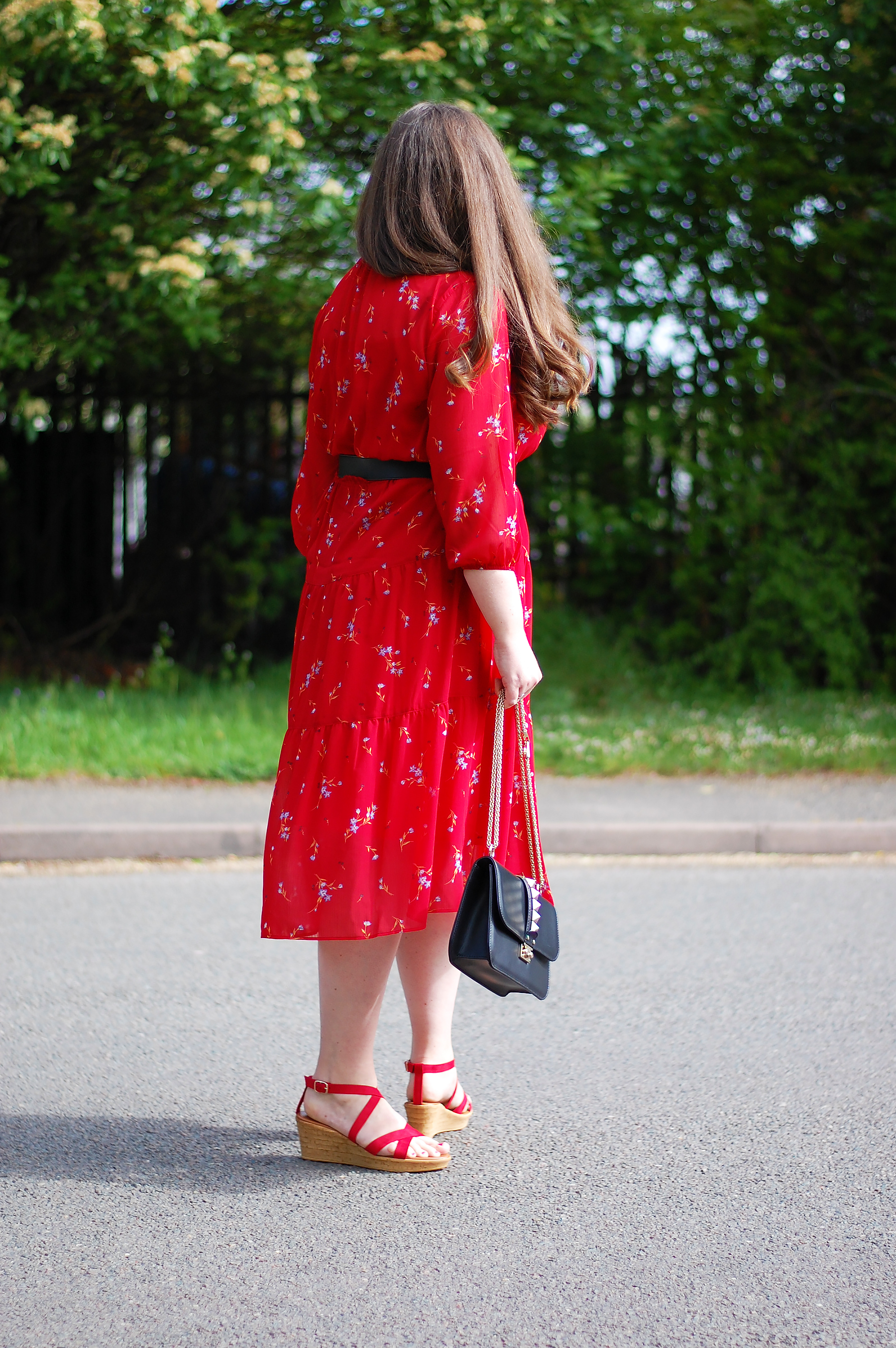 Red Dress and Sandals Outfit
