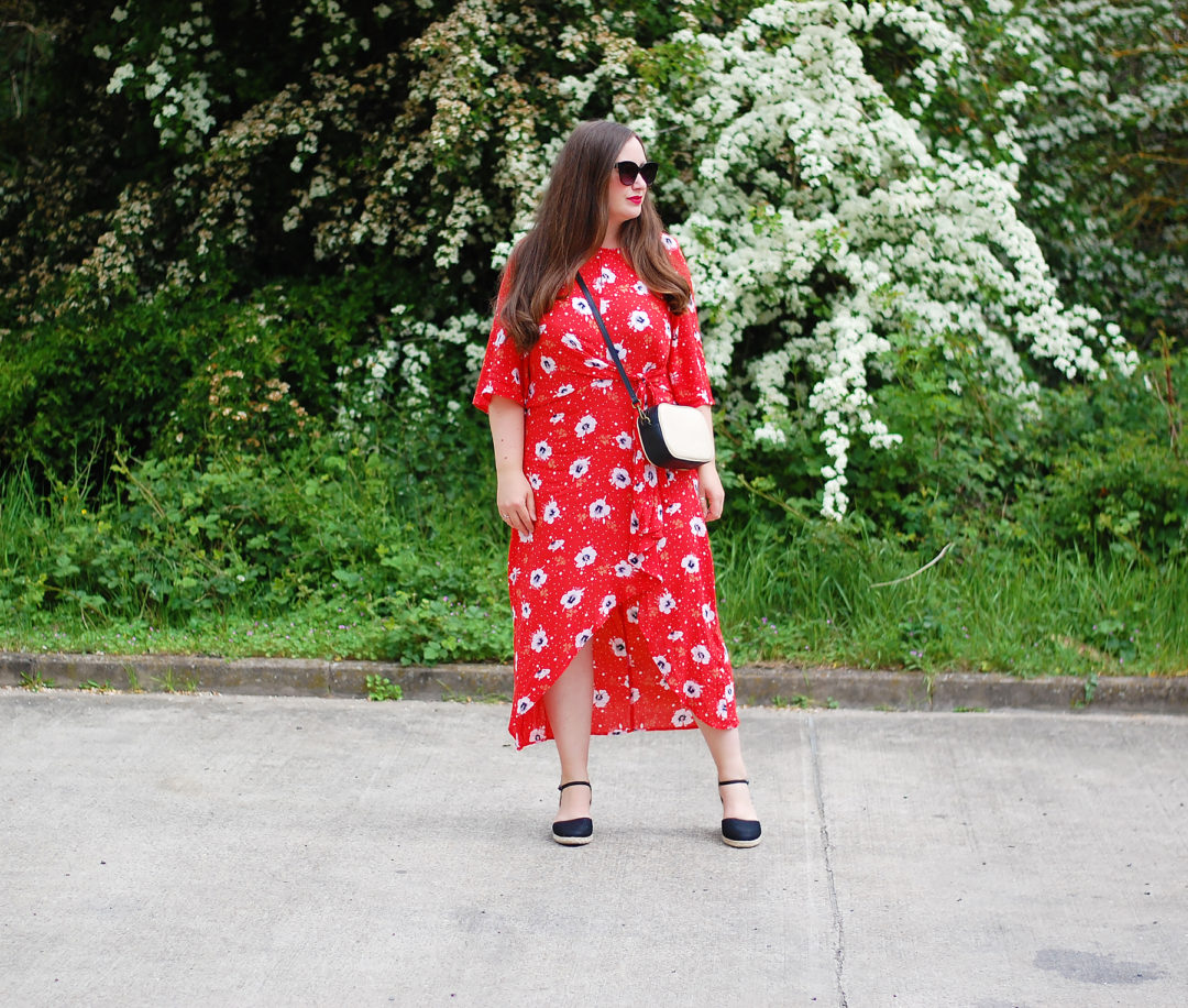 Red Floral Dress Daytime Outfit