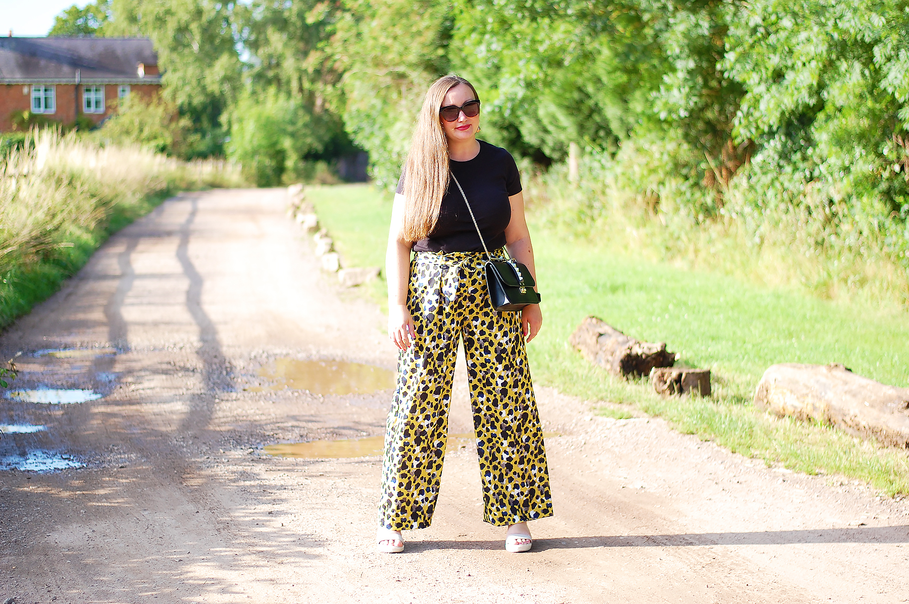 Closet London Yellow Animal Print Trousers Outfit