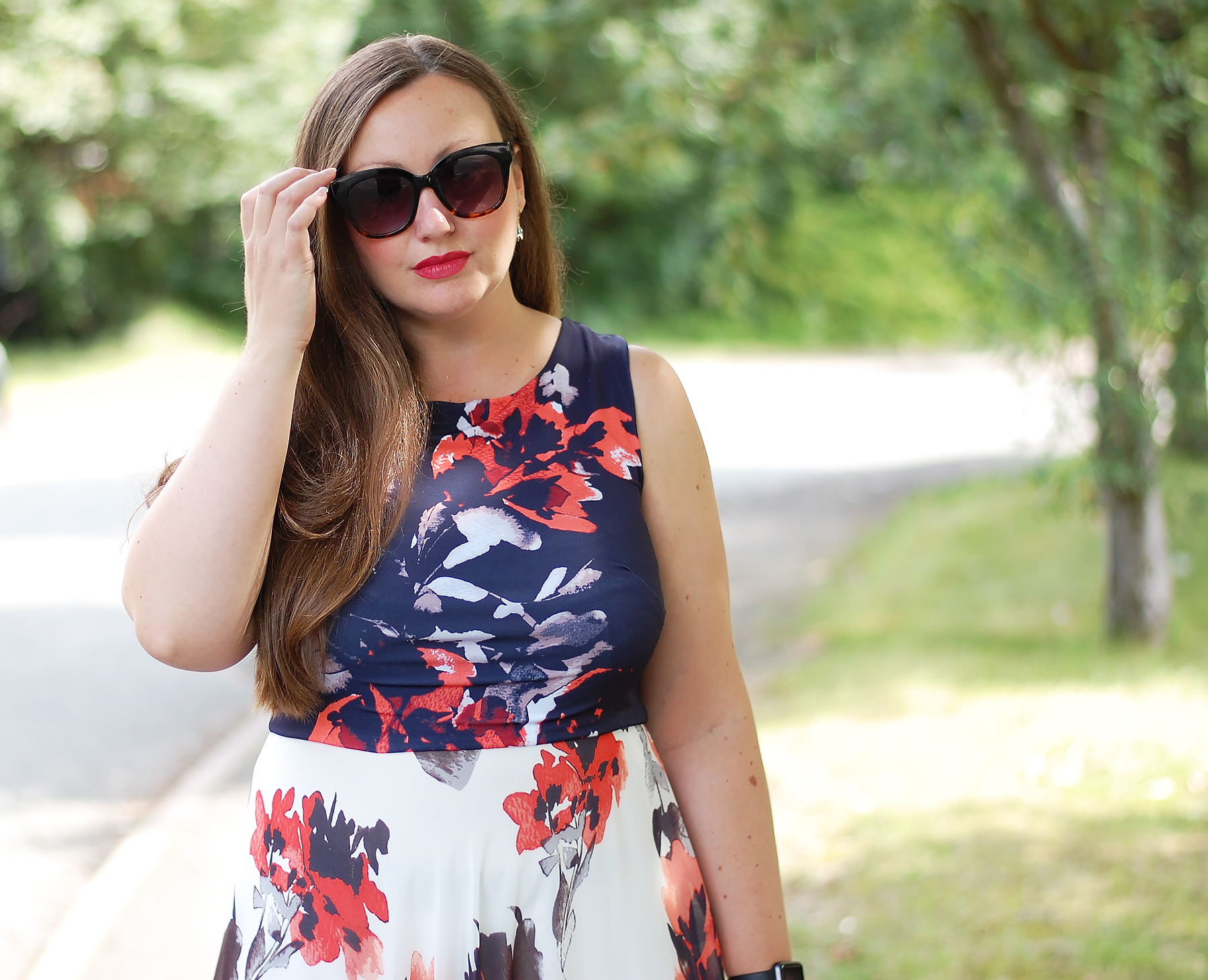 Arty Floral Print Dress Outfit