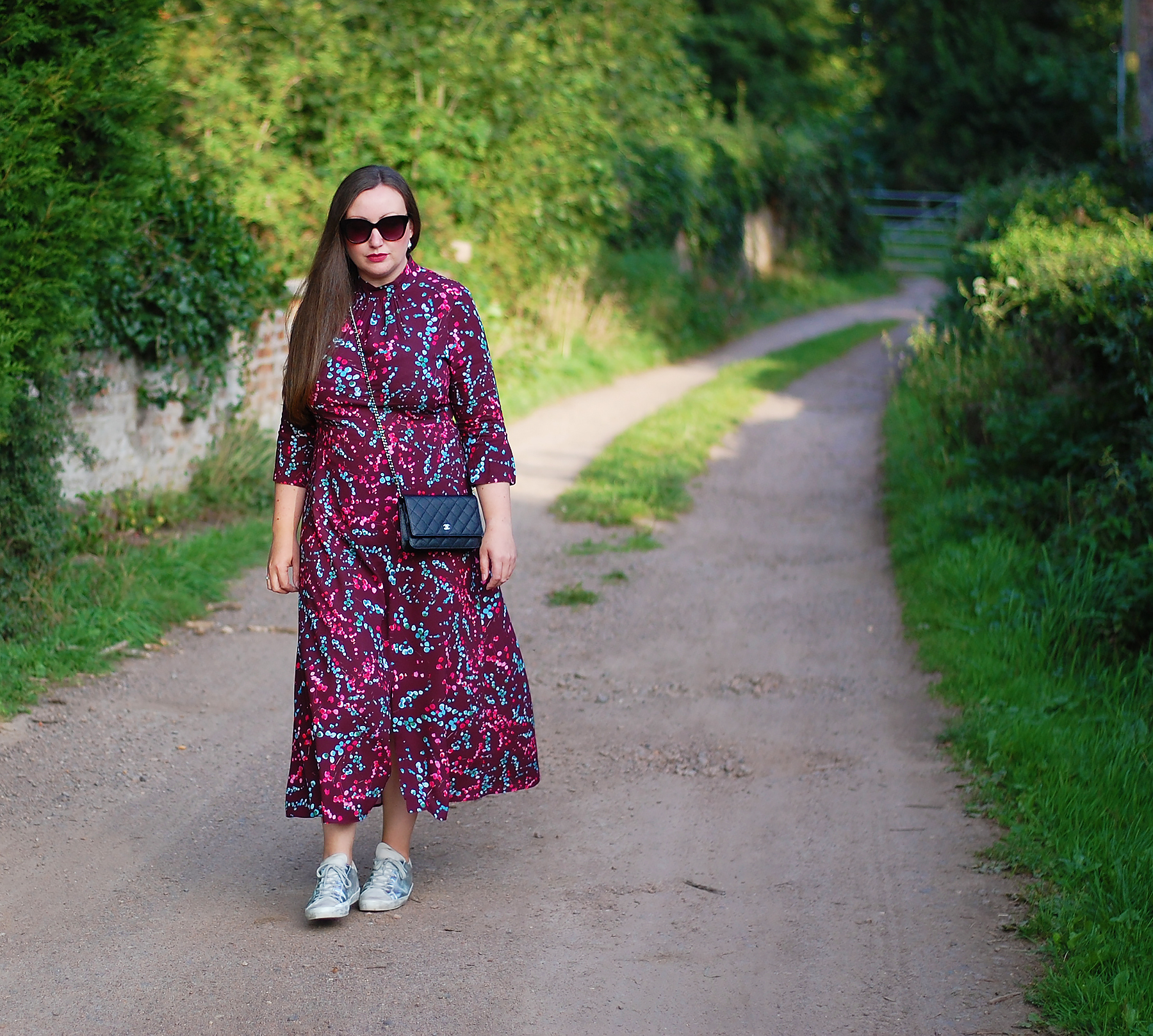Berry Tone Midi Dress Outfit