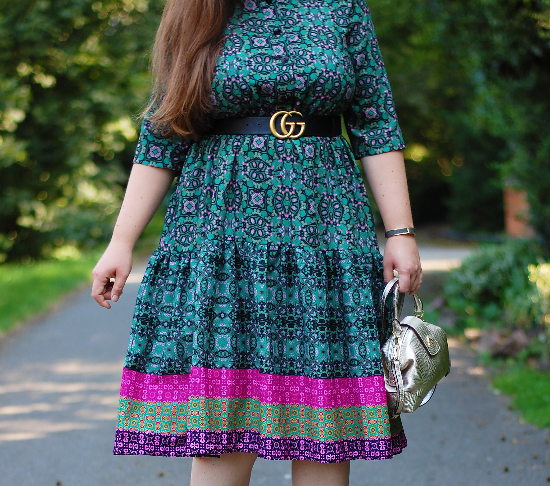 Midi dress and Gucci belt Outfit