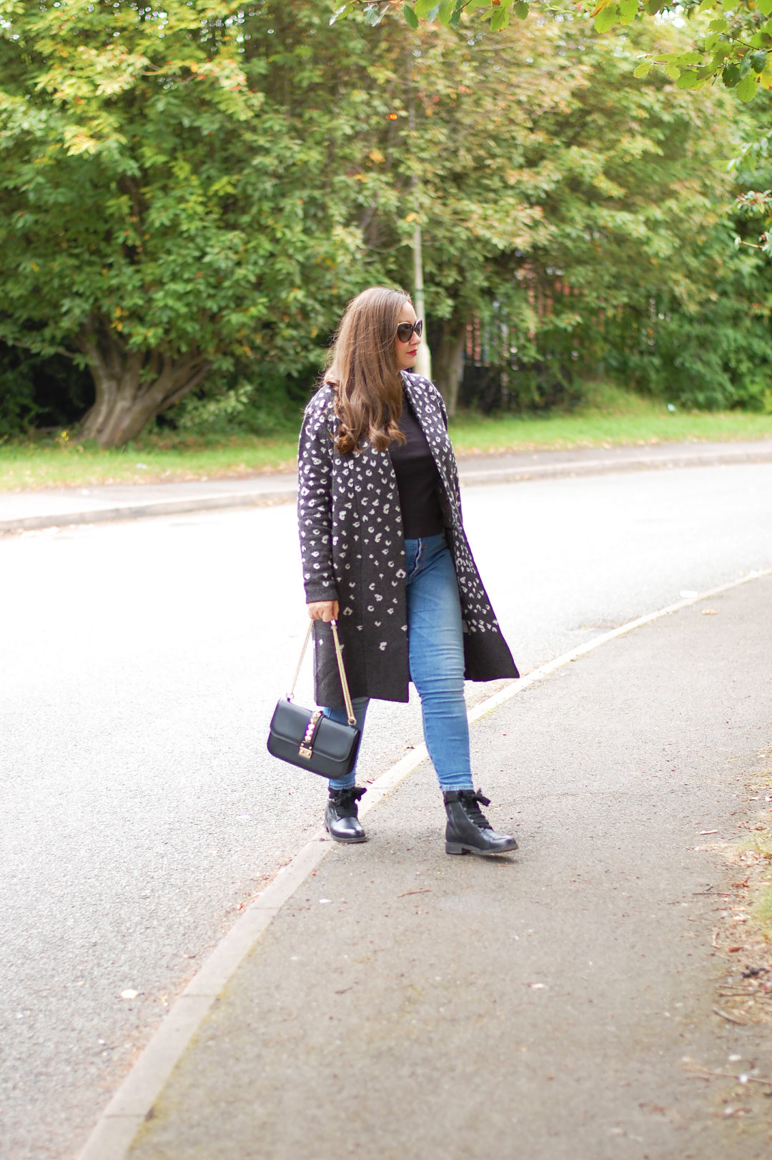 Grey Leopard Print Cardigan Outfit