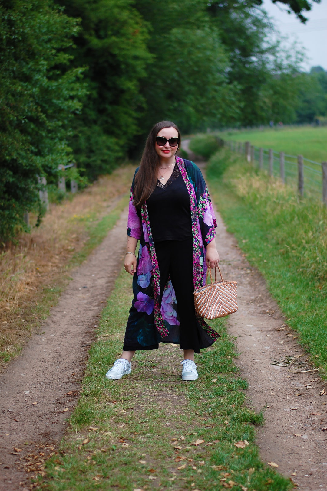 long floral print kimono outfit