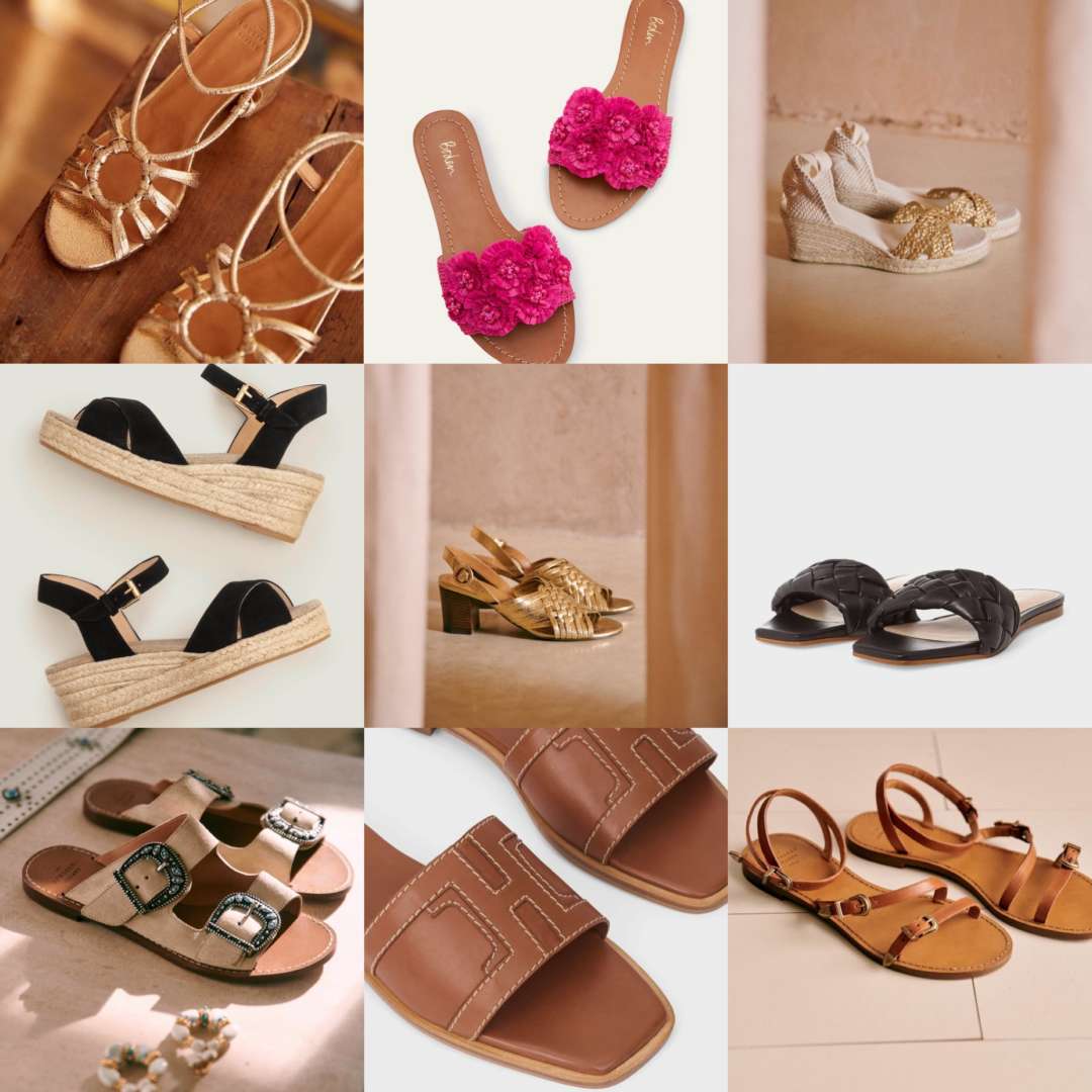Sezane Gloria sandals gold JacquardFlower