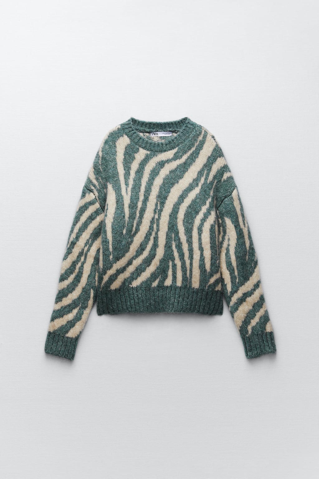 Zara Jacquard Animal Print Knit Sweater