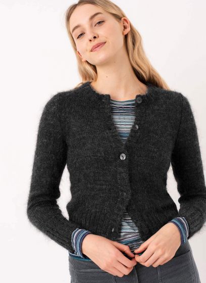 Brora charcoal Mohair Cardigan