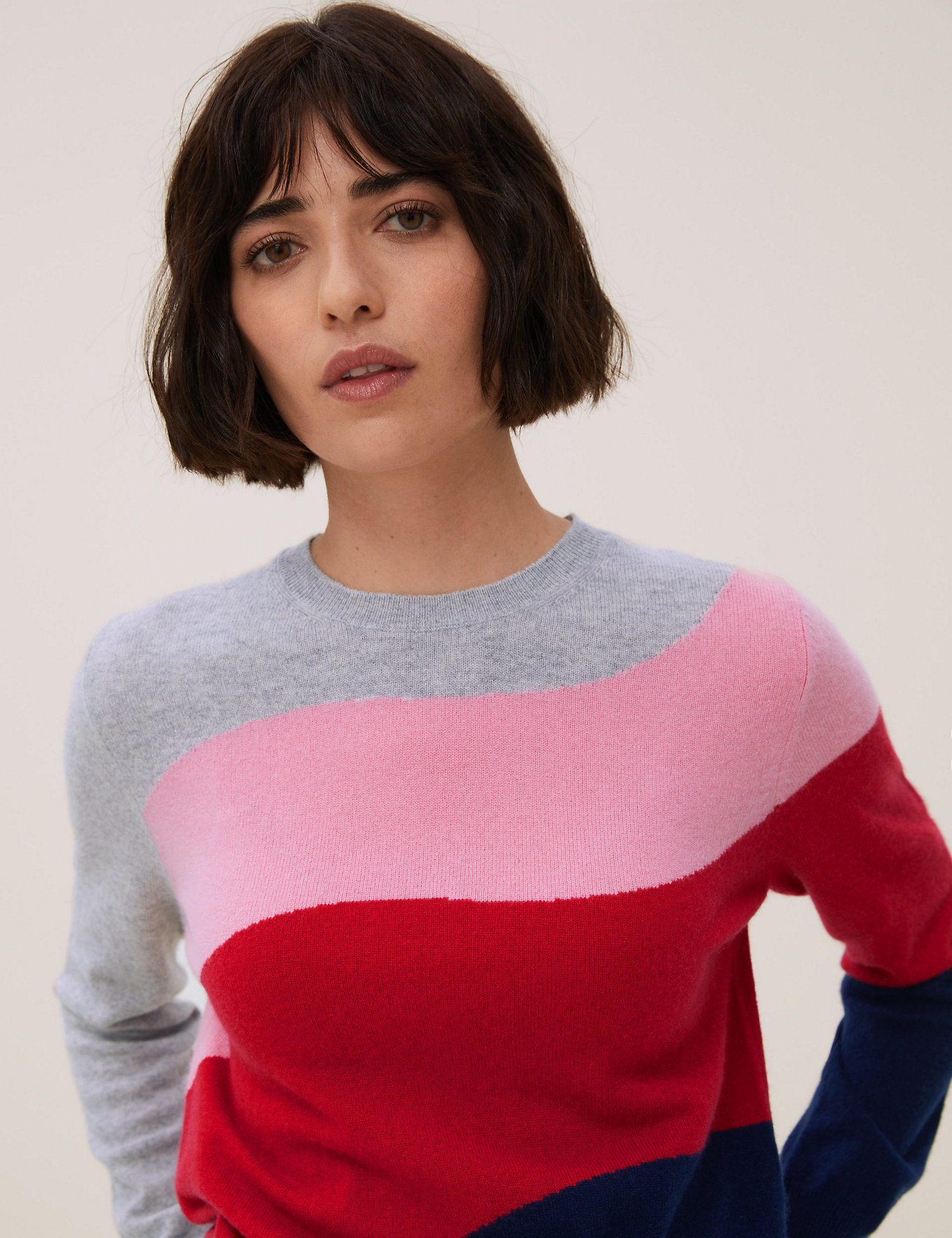 M&S Colour block cashmere jumper