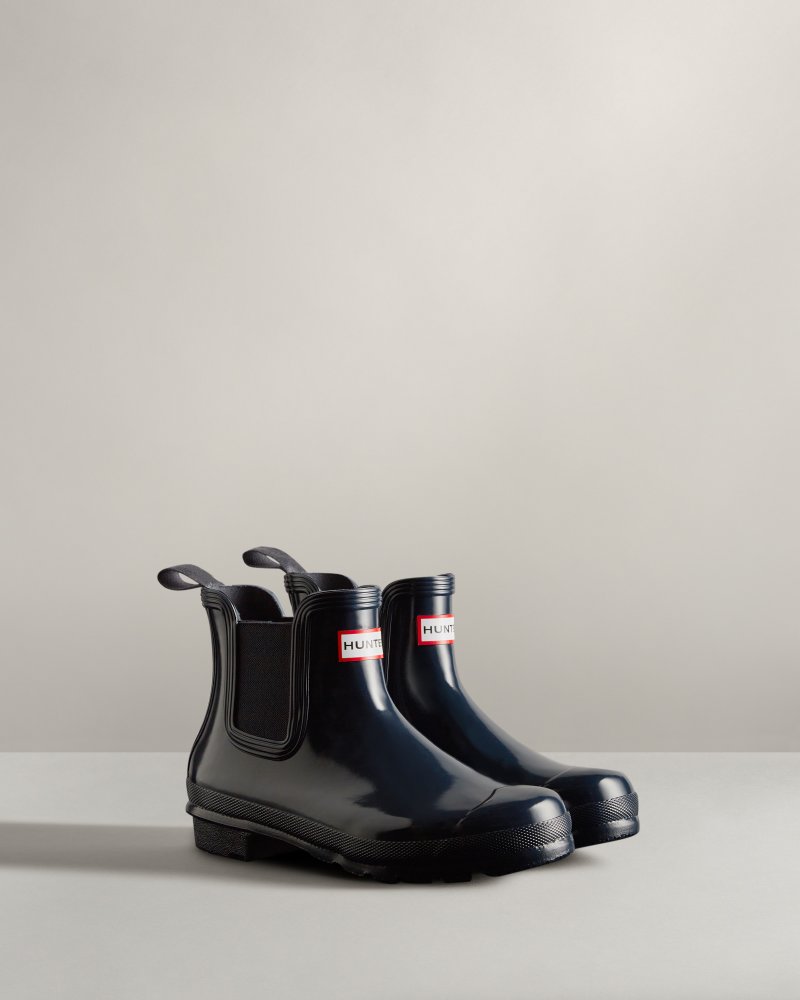 Hunter Gloss Chelsea Boots Navy