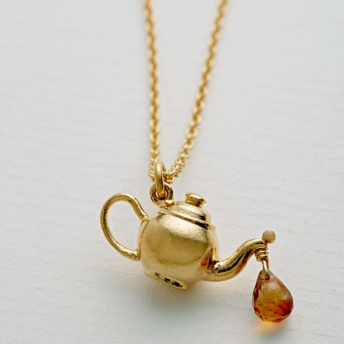 Alex Monroe Teapot Necklace With Citrine Drop