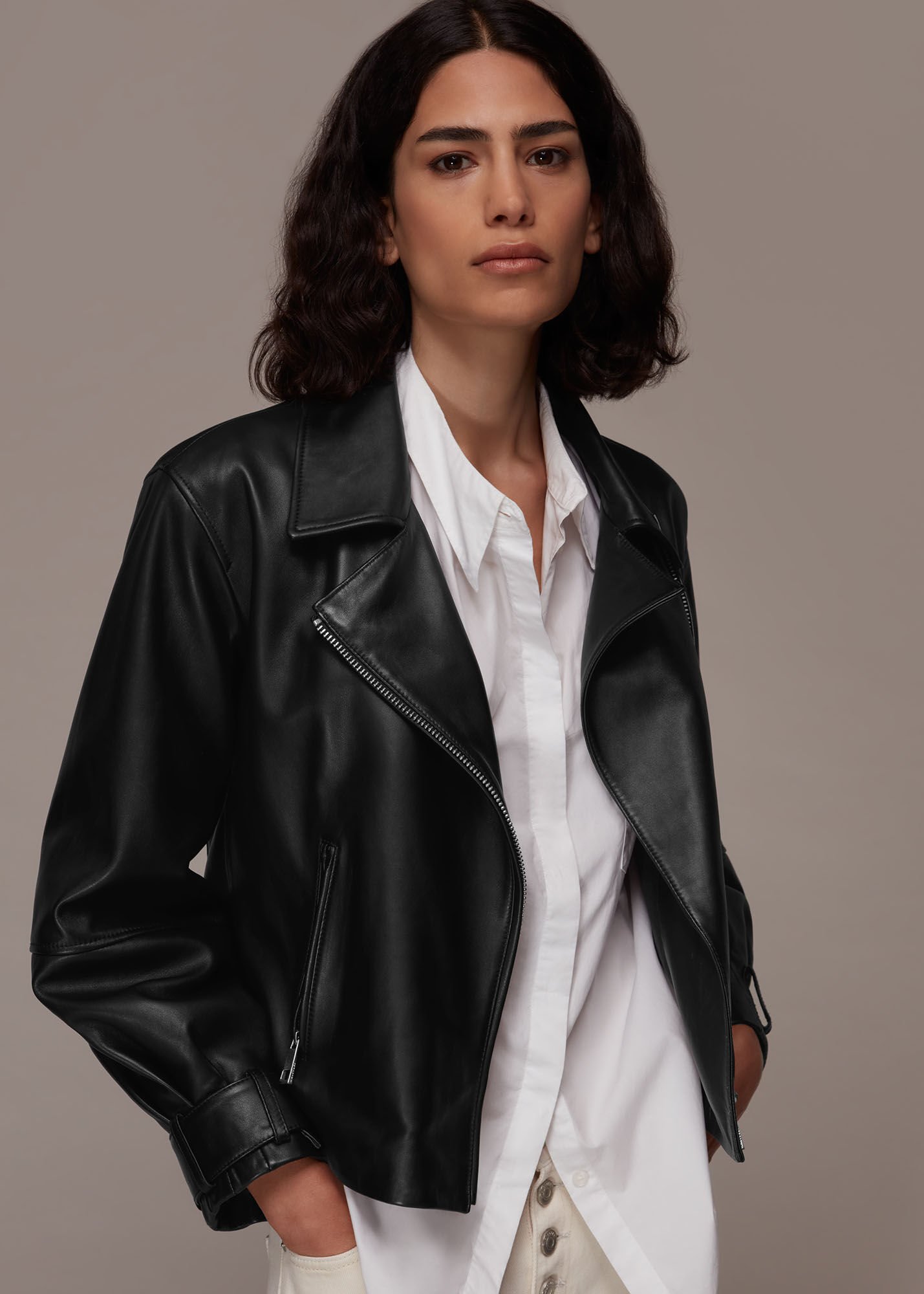 Whistles Ellis Balloon Sleeve Biker Jacket