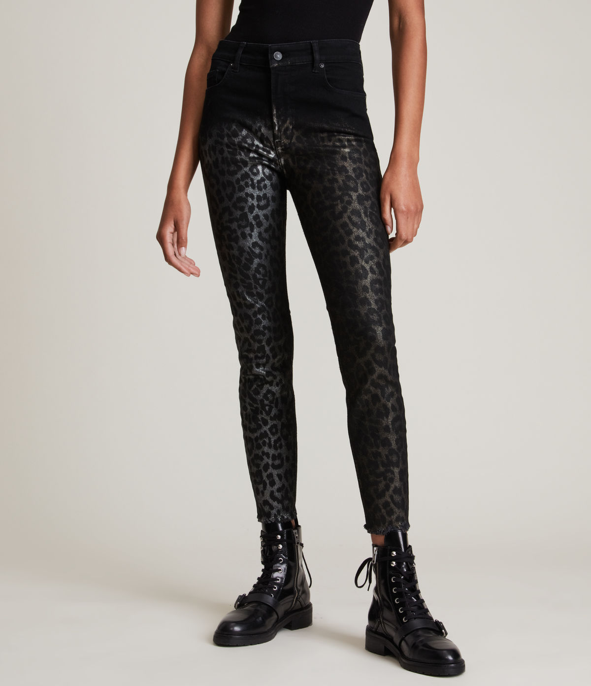 AllSaints Dax High-Rise Leopard Skinny Jeans