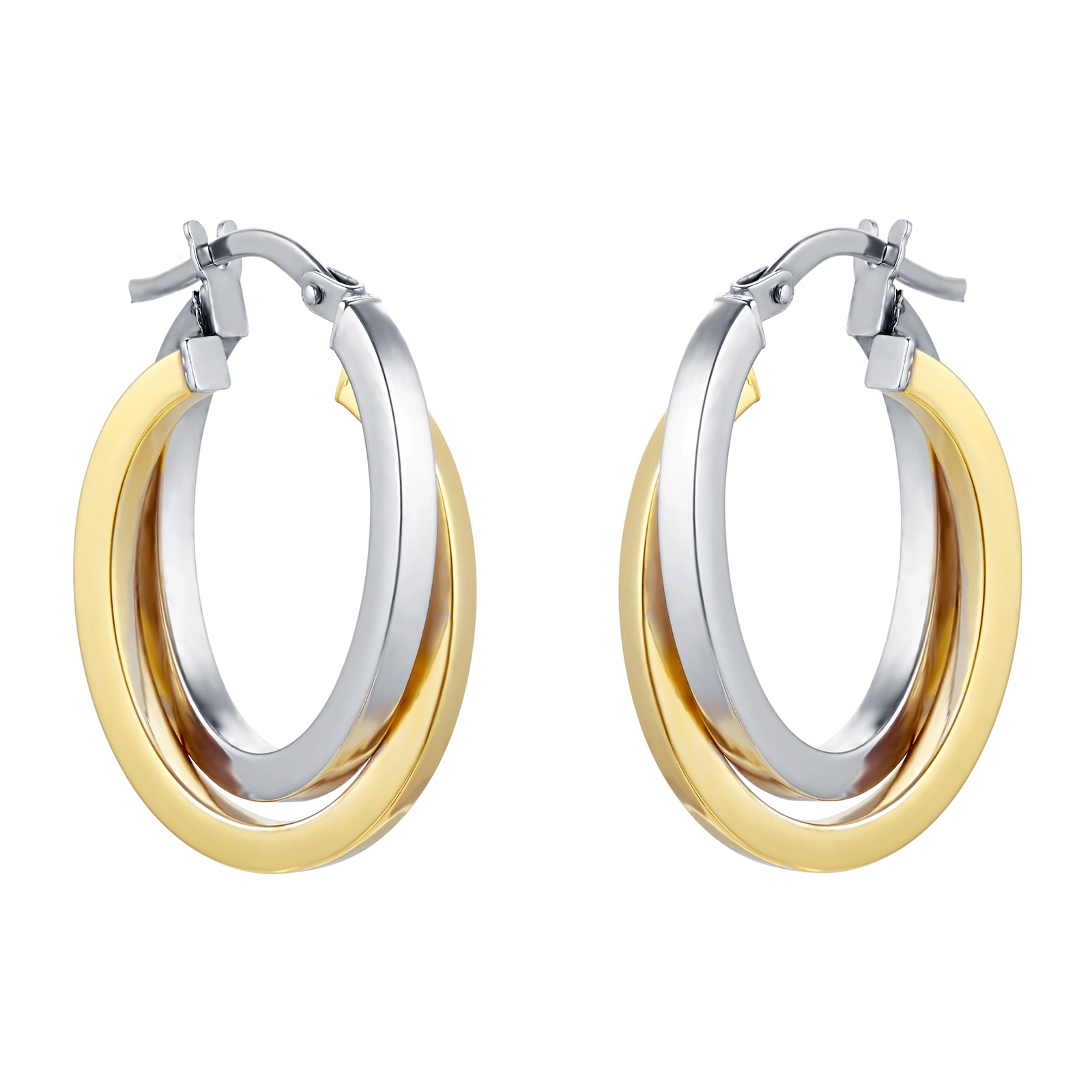 Goldsmiths 9ct 2 colour gold hoop earrings