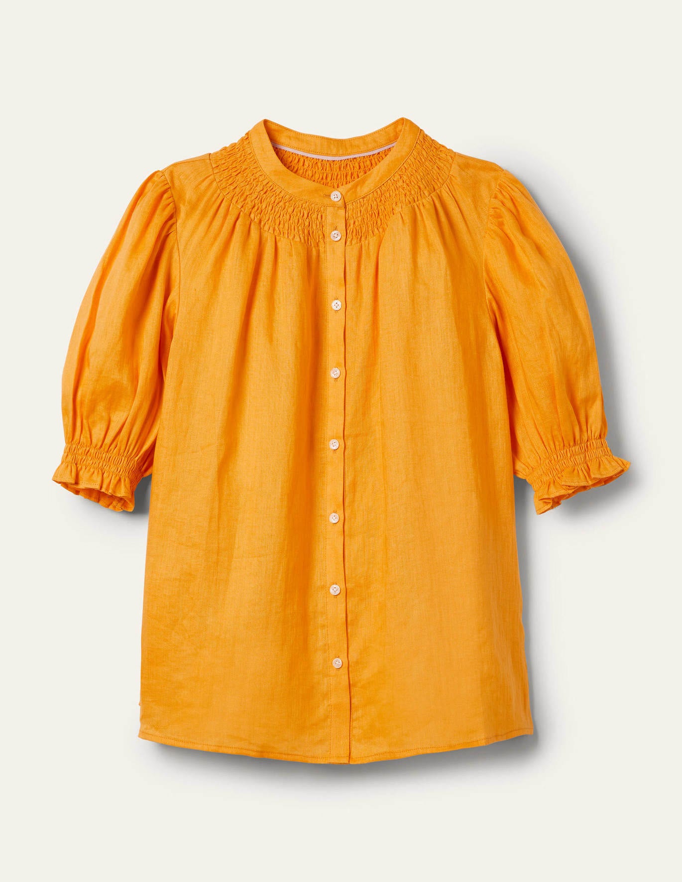 Boden Smocked Shirt Sleeve Blouse 