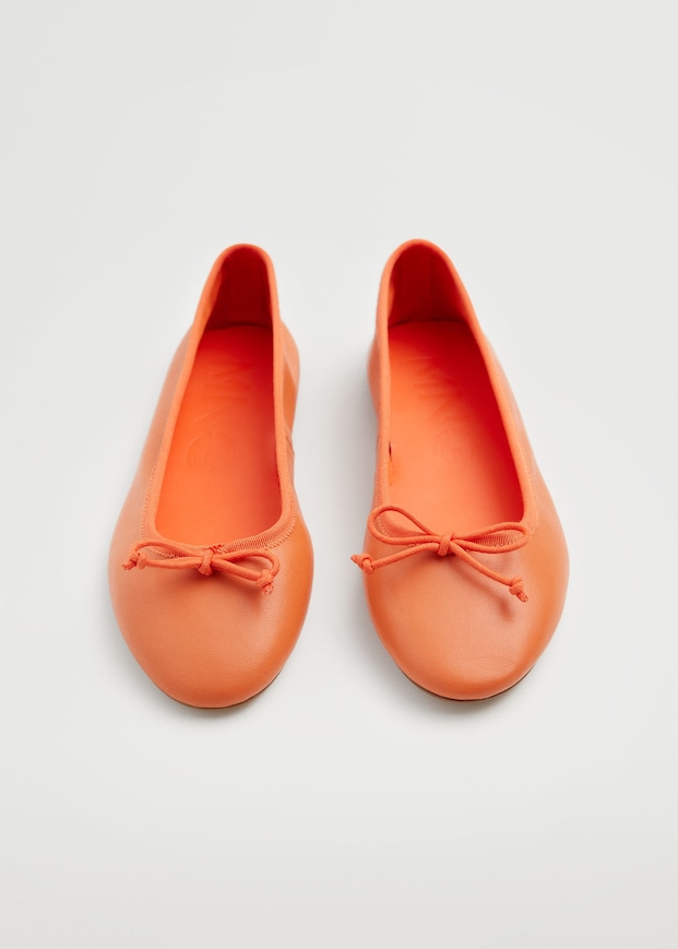 mango bow Leather ballerina