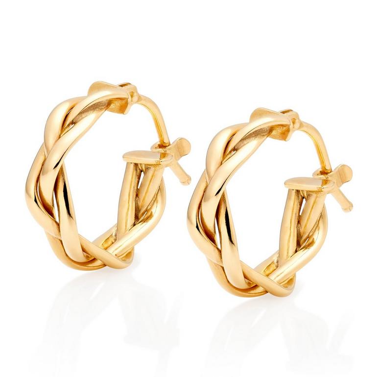 Beaverbrooks 9ct Plait Hoop Earrings