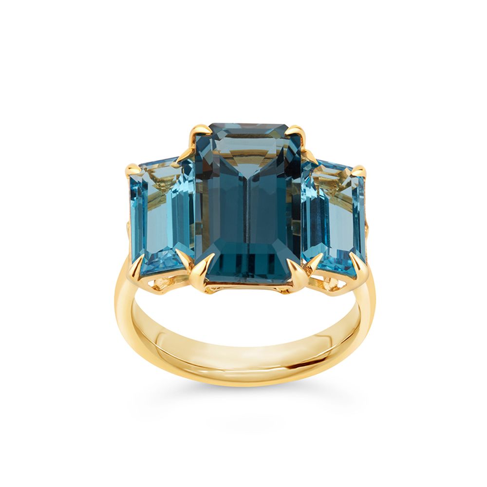 Dinny Hall tinny Trilogy london Blue Topaz and Swiss Blue Topaz Ring