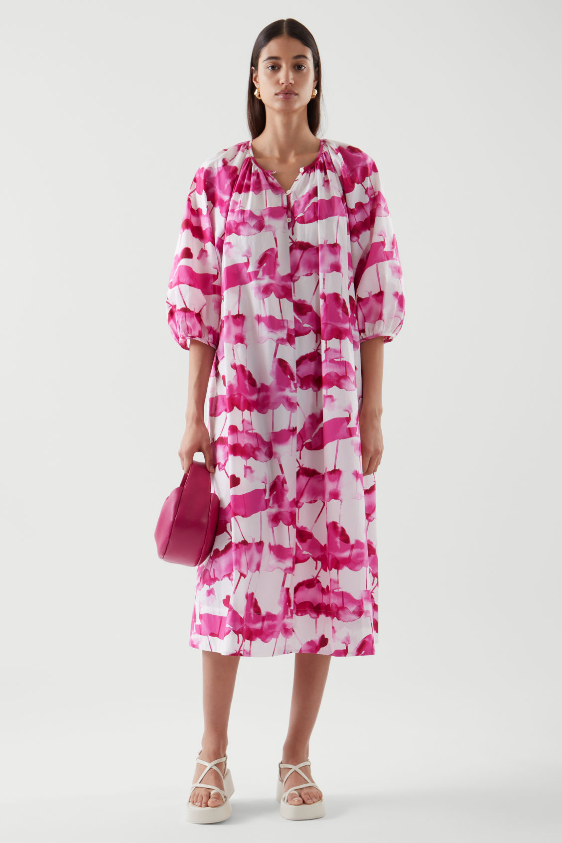 cos Printed Puff sleeve dress