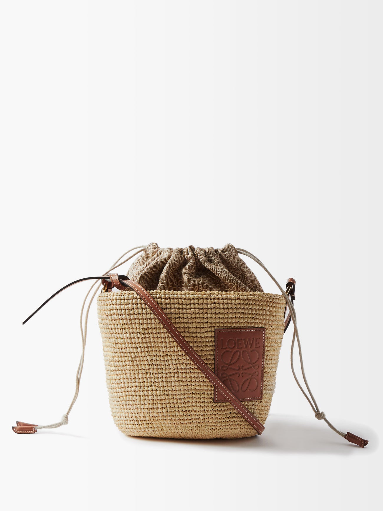 Loewe Beige anagram Logo Raffia Basket Bag