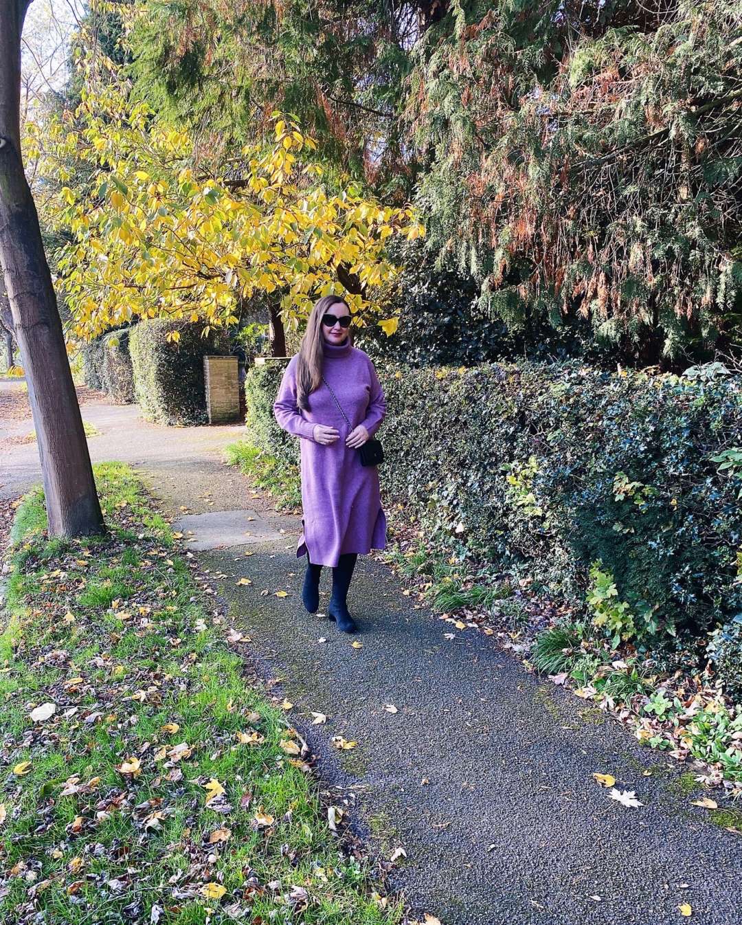 Purple Jumper dress outfit