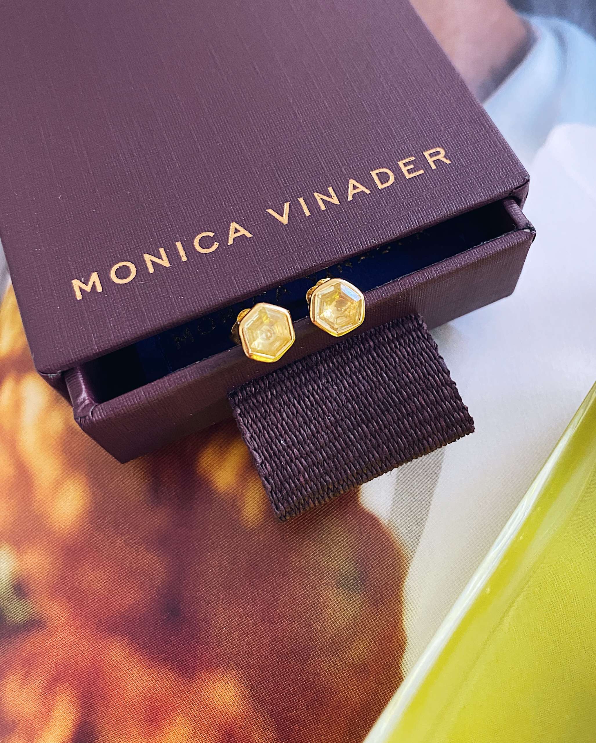 Monica VInader x Kate Young Hexagonal Stud Earrings 