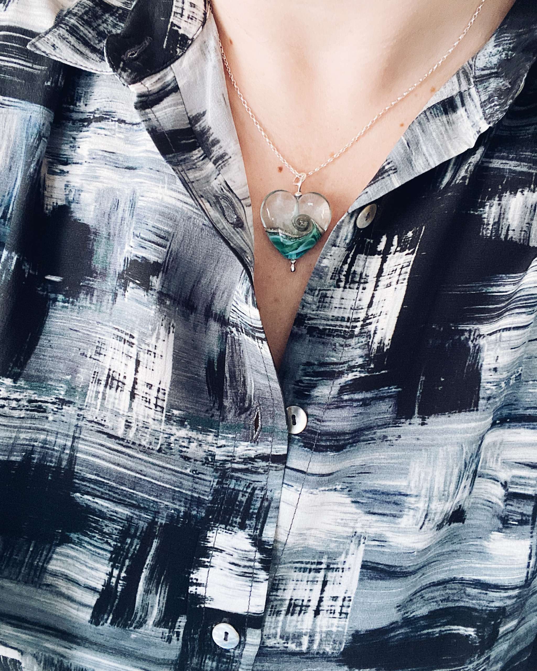 Beach Inspired Murano Glass Pendant Necklace