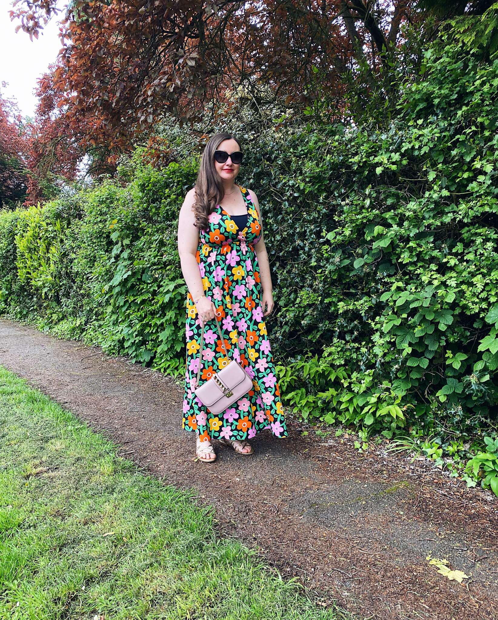 Retro Floral Print Maxi Dress Outfit – JacquardFlower