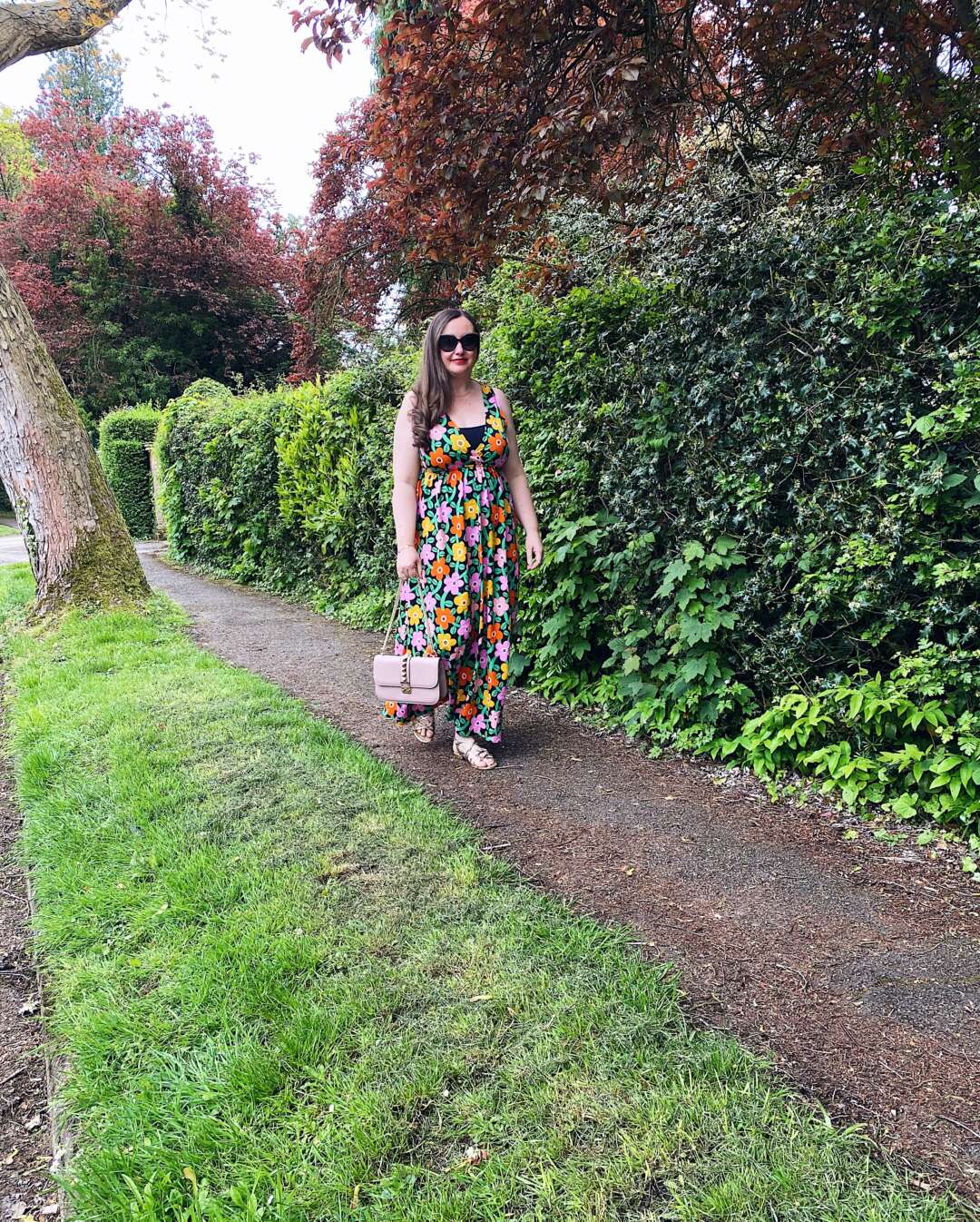 Retro Floral Print Maxi Dress Outfit