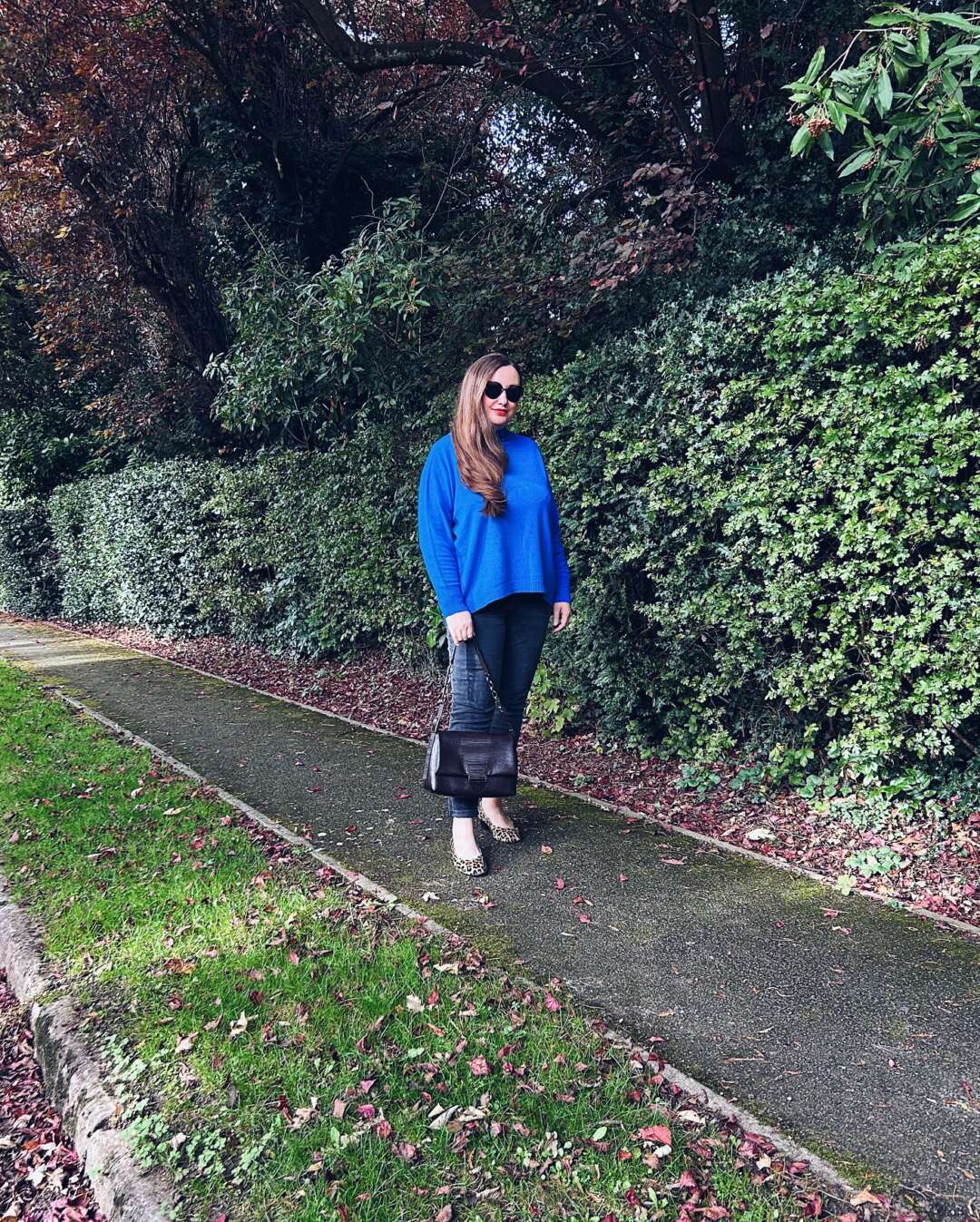 Bright Blue Roll Neck Jumper Outfit