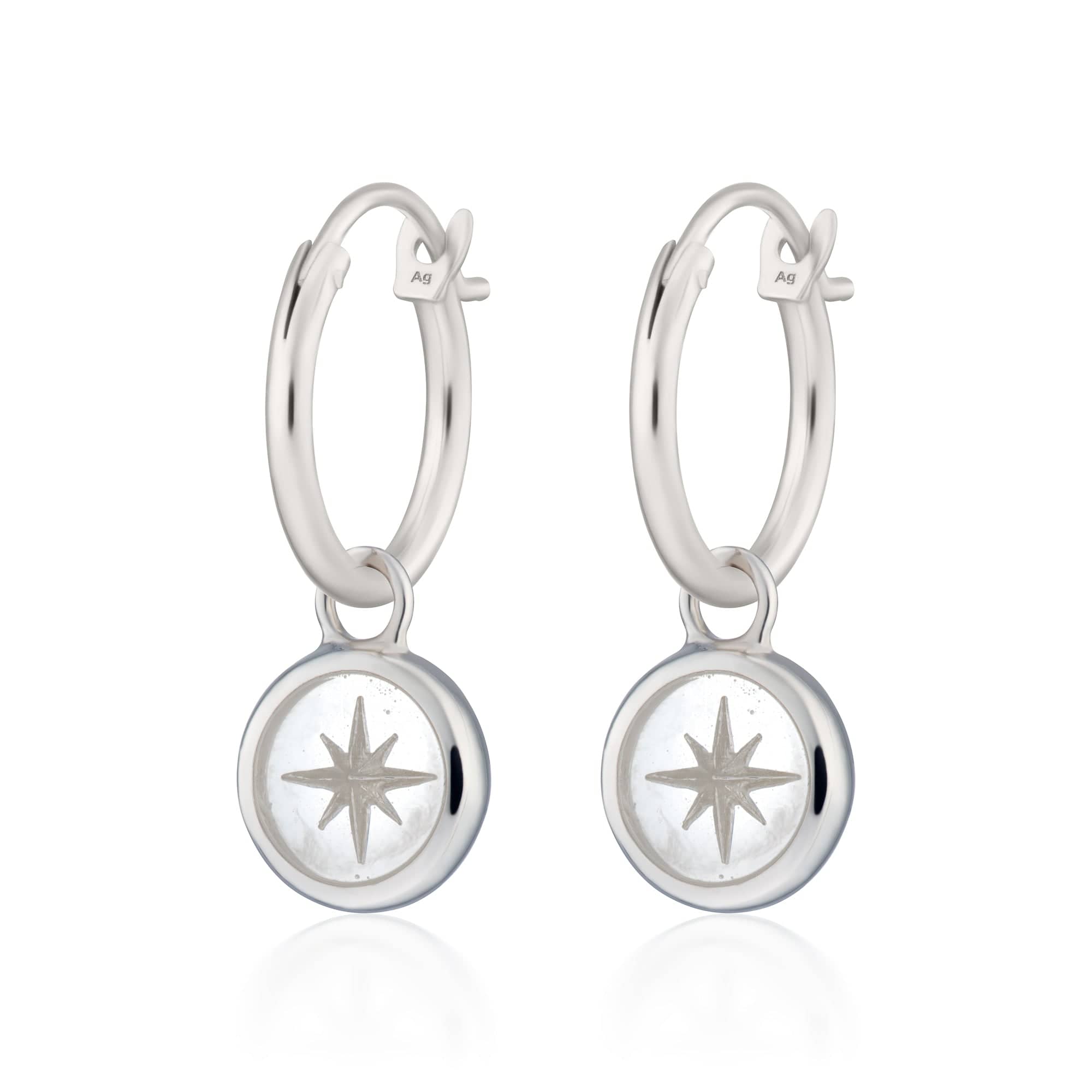 Lily Charmed Silver White Star Resin Charm Earrings