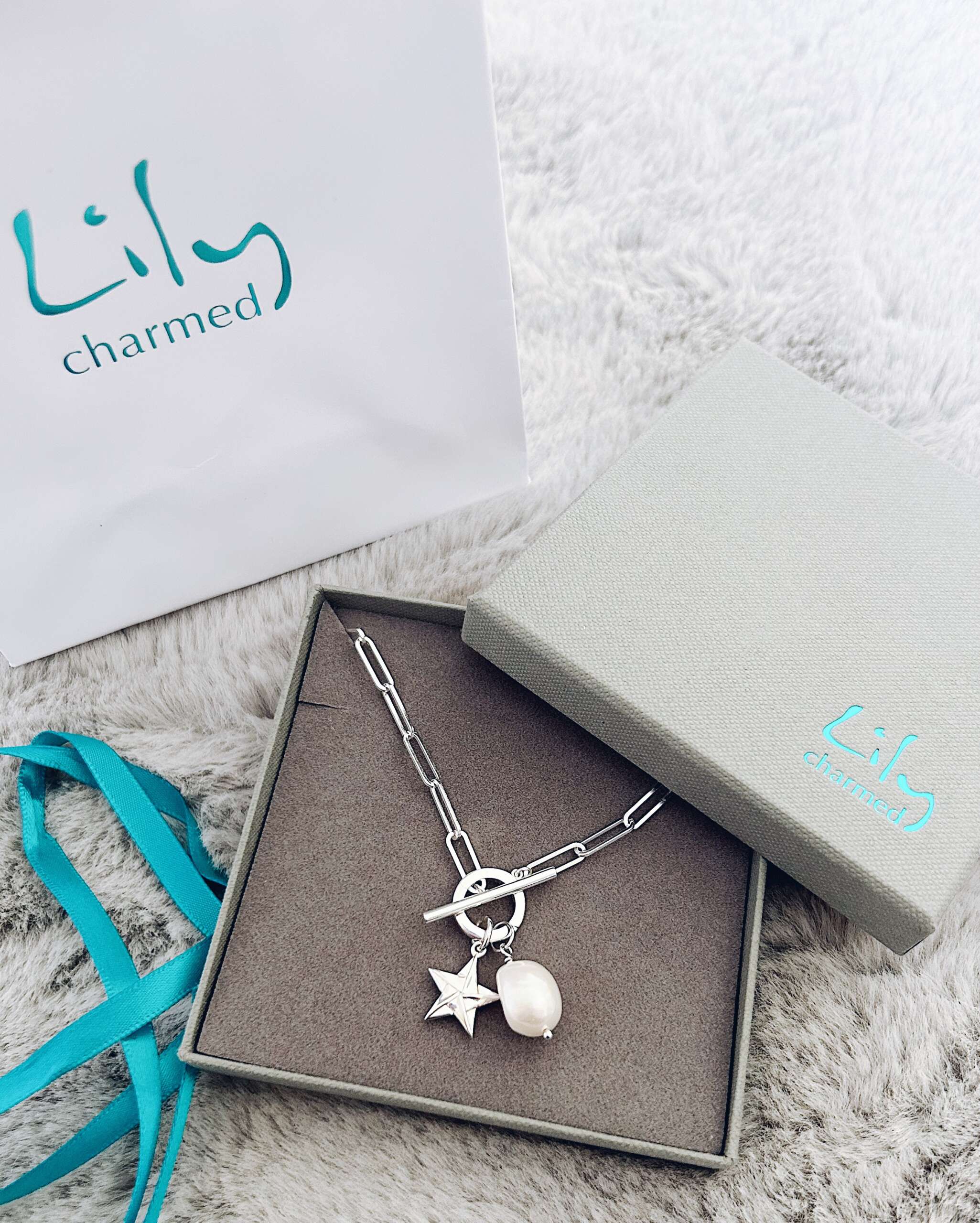 Lily Charmed Silver Long Link Charm Collector Necklace JacquardFlower