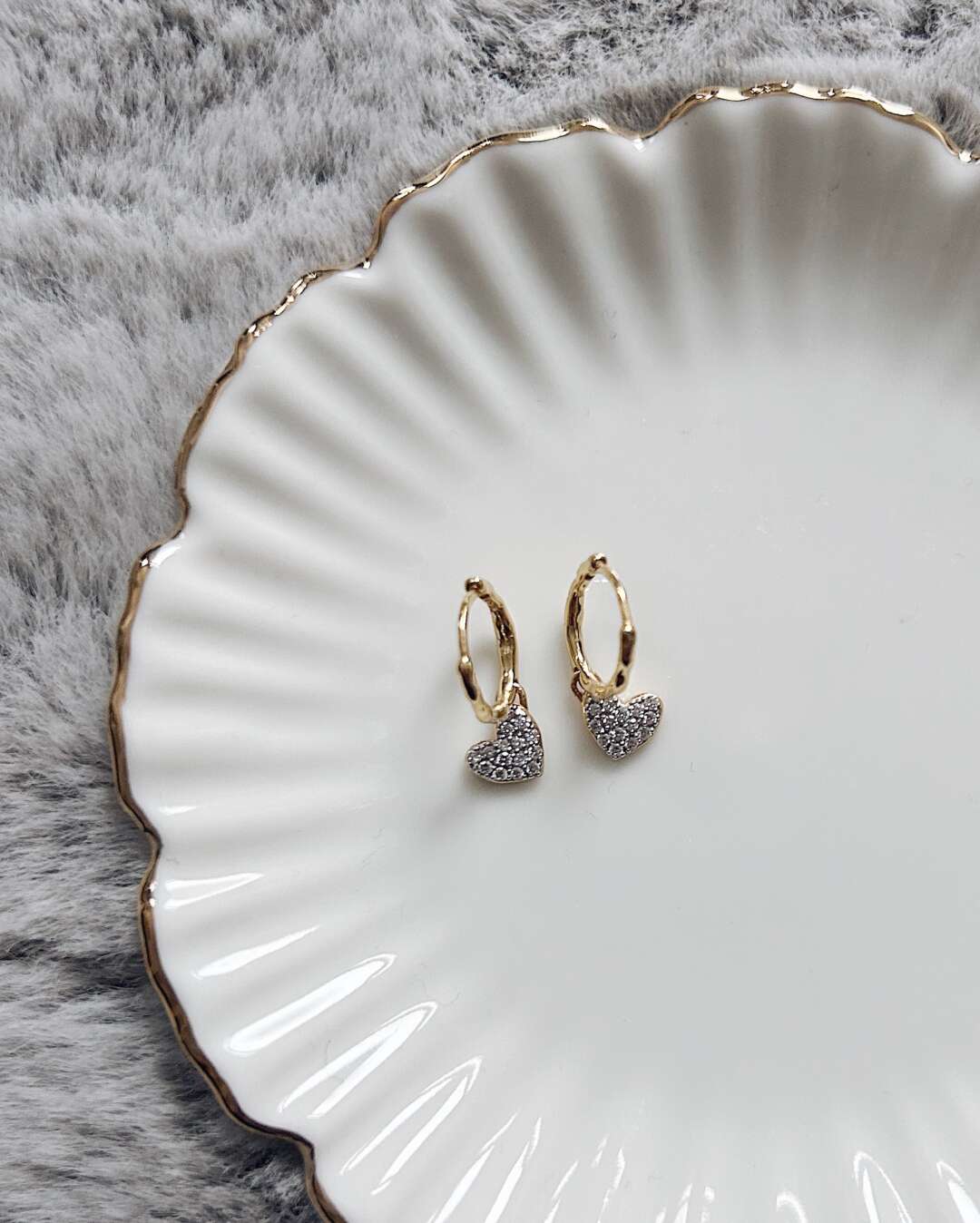 Monica Vinader Lab Grown Diamond Heart Drop Huggie Earring in Gold Vermeil