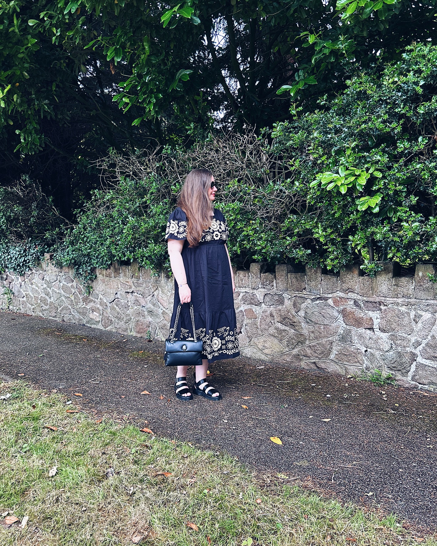 Joanie Alice Embroidered Square Neck Midi Dress